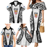 Personalised Fiji Rugby Family Matching Mermaid Dress and Hawaiian Shirt 2023 World Cup History Makers - White Ver LT7 - Polynesian Pride