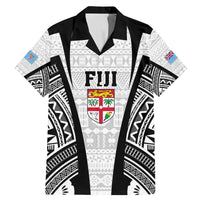 Personalised Fiji Rugby Family Matching Mermaid Dress and Hawaiian Shirt 2023 World Cup History Makers - White Ver LT7 Dad's Shirt - Short Sleeve White - Polynesian Pride