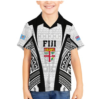 Personalised Fiji Rugby Family Matching Mermaid Dress and Hawaiian Shirt 2023 World Cup History Makers - White Ver LT7 Son's Shirt White - Polynesian Pride