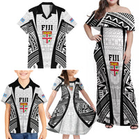 Personalised Fiji Rugby Family Matching Off Shoulder Maxi Dress and Hawaiian Shirt 2023 World Cup History Makers - White Ver LT7 - Polynesian Pride