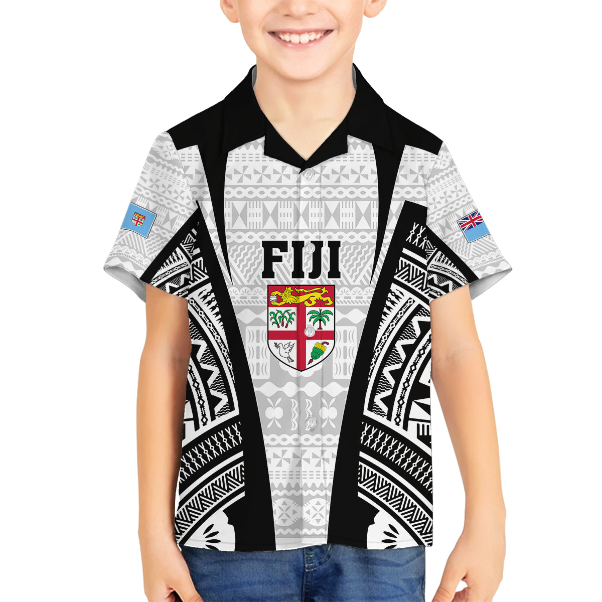 Personalised Fiji Rugby Family Matching Off Shoulder Maxi Dress and Hawaiian Shirt 2023 World Cup History Makers - White Ver LT7 Son's Shirt White - Polynesian Pride