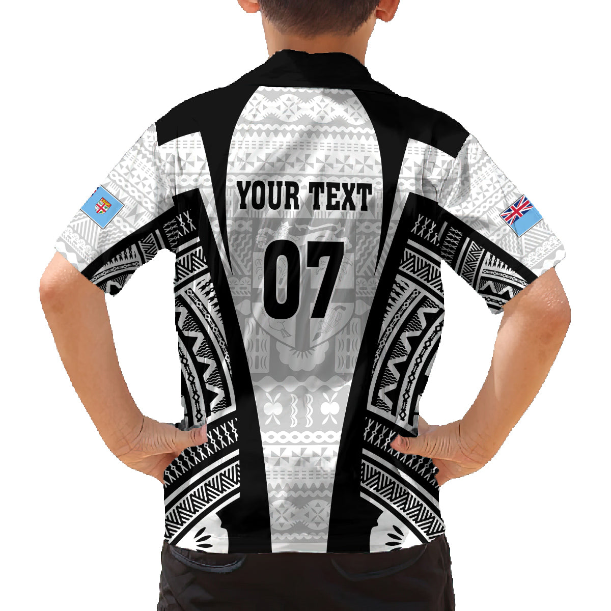 Personalised Fiji Rugby Family Matching Off Shoulder Short Dress and Hawaiian Shirt 2023 World Cup History Makers - White Ver LT7 - Polynesian Pride