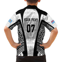 Personalised Fiji Rugby Family Matching Off Shoulder Short Dress and Hawaiian Shirt 2023 World Cup History Makers - White Ver LT7 - Polynesian Pride