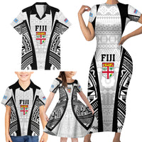 Personalised Fiji Rugby Family Matching Short Sleeve Bodycon Dress and Hawaiian Shirt 2023 World Cup History Makers - White Ver LT7 - Polynesian Pride