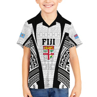Personalised Fiji Rugby Family Matching Short Sleeve Bodycon Dress and Hawaiian Shirt 2023 World Cup History Makers - White Ver LT7 Son's Shirt White - Polynesian Pride