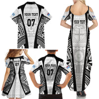 Personalised Fiji Rugby Family Matching Summer Maxi Dress and Hawaiian Shirt 2023 World Cup History Makers - White Ver LT7 - Polynesian Pride