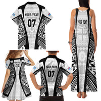 Personalised Fiji Rugby Family Matching Tank Maxi Dress and Hawaiian Shirt 2023 World Cup History Makers - White Ver LT7 - Polynesian Pride