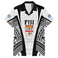 Personalised Fiji Rugby Family Matching Tank Maxi Dress and Hawaiian Shirt 2023 World Cup History Makers - White Ver LT7 Dad's Shirt - Short Sleeve White - Polynesian Pride