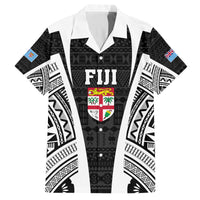 Personalised Fiji Rugby Family Matching Long Sleeve Bodycon Dress and Hawaiian Shirt 2023 World Cup History Makers - Black Ver LT7 Dad's Shirt - Short Sleeve Black - Polynesian Pride