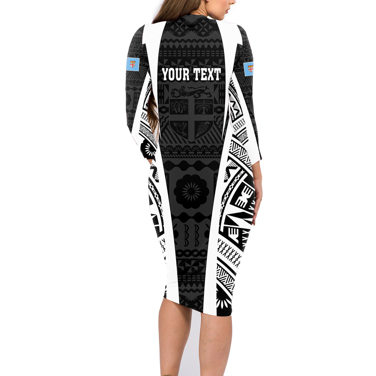 Personalised Fiji Rugby Family Matching Long Sleeve Bodycon Dress and Hawaiian Shirt 2023 World Cup History Makers - Black Ver LT7 - Polynesian Pride