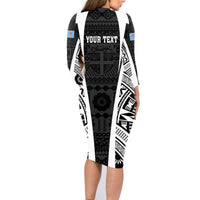 Personalised Fiji Rugby Family Matching Long Sleeve Bodycon Dress and Hawaiian Shirt 2023 World Cup History Makers - Black Ver LT7 - Polynesian Pride