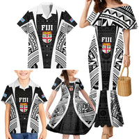 Personalised Fiji Rugby Family Matching Mermaid Dress and Hawaiian Shirt 2023 World Cup History Makers - Black Ver LT7 - Polynesian Pride