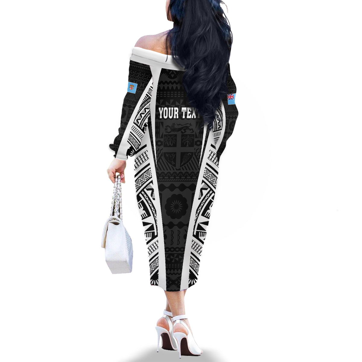 Personalised Fiji Rugby Family Matching Off Shoulder Long Sleeve Dress and Hawaiian Shirt 2023 World Cup History Makers - Black Ver LT7 - Polynesian Pride