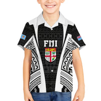 Personalised Fiji Rugby Family Matching Off Shoulder Maxi Dress and Hawaiian Shirt 2023 World Cup History Makers - Black Ver LT7 Son's Shirt Black - Polynesian Pride