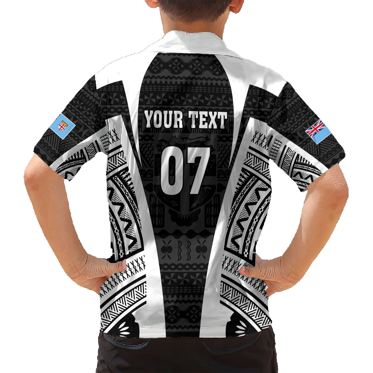 Personalised Fiji Rugby Family Matching Short Sleeve Bodycon Dress and Hawaiian Shirt 2023 World Cup History Makers - Black Ver LT7 - Polynesian Pride