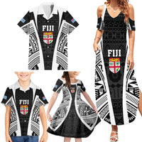 Personalised Fiji Rugby Family Matching Summer Maxi Dress and Hawaiian Shirt 2023 World Cup History Makers - Black Ver LT7 - Polynesian Pride