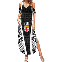 Personalised Fiji Rugby Family Matching Summer Maxi Dress and Hawaiian Shirt 2023 World Cup History Makers - Black Ver LT7 Mom's Dress Black - Polynesian Pride
