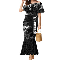 Personalised New Zealand Rugby Family Matching Mermaid Dress and Hawaiian Shirt Silver Fern Basic 2023 World Cup LT7 Mom's Dress Black - Polynesian Pride