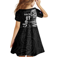 Personalised New Zealand Rugby Family Matching Off Shoulder Long Sleeve Dress and Hawaiian Shirt Silver Fern Basic 2023 World Cup LT7 - Polynesian Pride