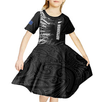 Personalised New Zealand Rugby Kid Short Sleeve Dress Silver Fern Basic 2023 World Cup LT7 - Polynesian Pride