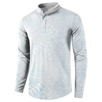 White Sunday Button Sweatshirt Plumeria Tatau Mix Tapa