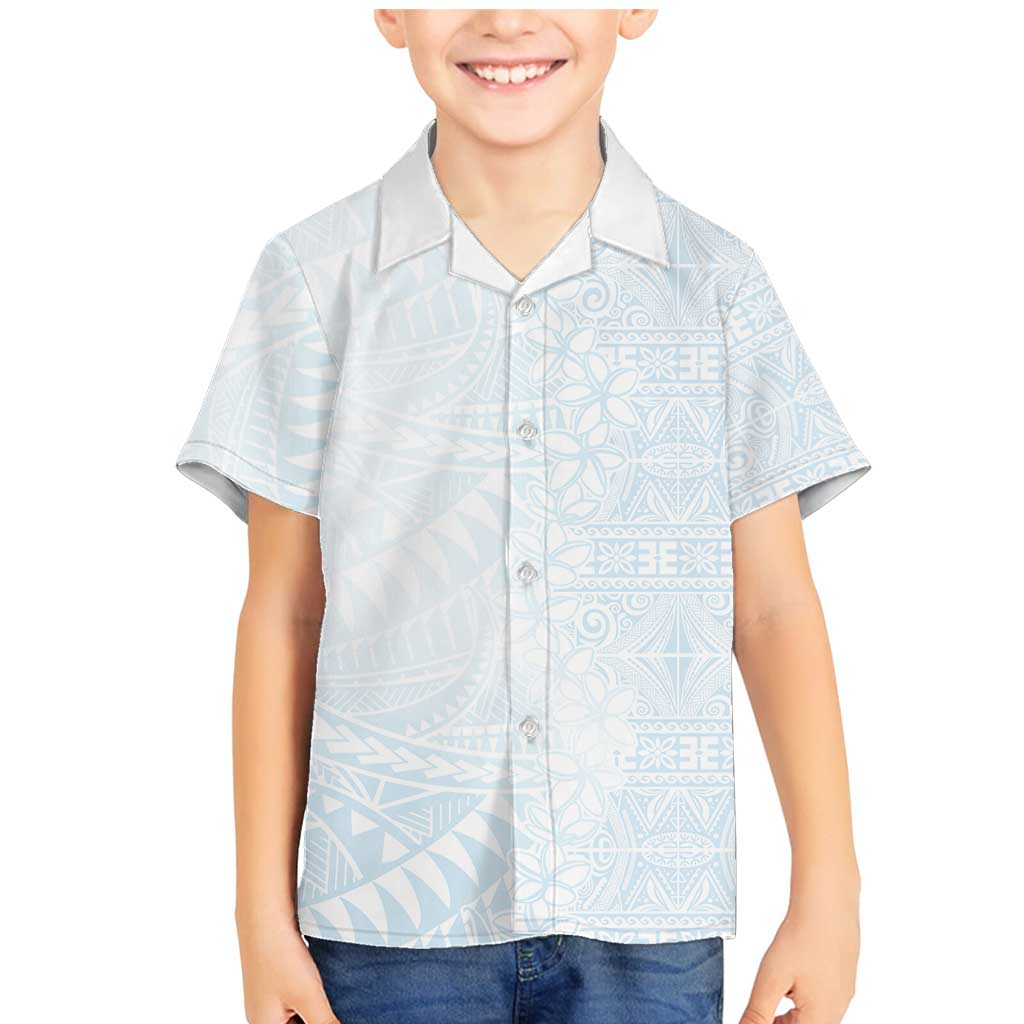 White Sunday Family Matching Mermaid Dress and Hawaiian Shirt Plumeria Tatau Mix Tapa LT7 Son's Shirt White - Polynesian Pride