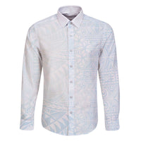 White Sunday Family Matching Off The Shoulder Long Sleeve Dress and Hawaiian Shirt Plumeria Tatau Mix Tapa LT7 Dad's Shirt - Long Sleeve White - Polynesian Pride