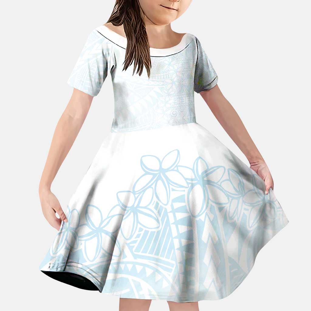White Sunday Family Matching Puletasi and Hawaiian Shirt Plumeria Tatau Mix Tapa LT7 Daughter's Dress White - Polynesian Pride