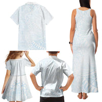 White Sunday Family Matching Tank Maxi Dress and Hawaiian Shirt Plumeria Tatau Mix Tapa LT7 - Polynesian Pride