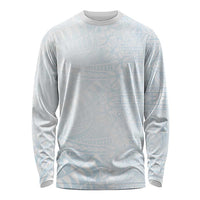 White Sunday Long Sleeve Shirt Plumeria Tatau Mix Tapa LT7 Unisex White - Polynesian Pride