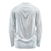 White Sunday Long Sleeve Shirt Plumeria Tatau Mix Tapa LT7 - Polynesian Pride