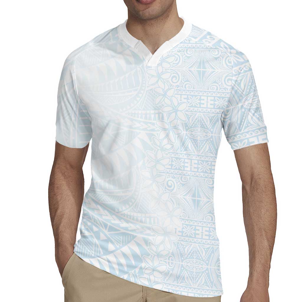 White Sunday Rugby Jersey Plumeria Tatau Mix Tapa