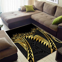 Polynesia Area Rug Black & Gold Fancy Plumeria