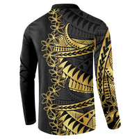 Polynesia Button Sweatshirt Black & Gold Fancy Plumeria