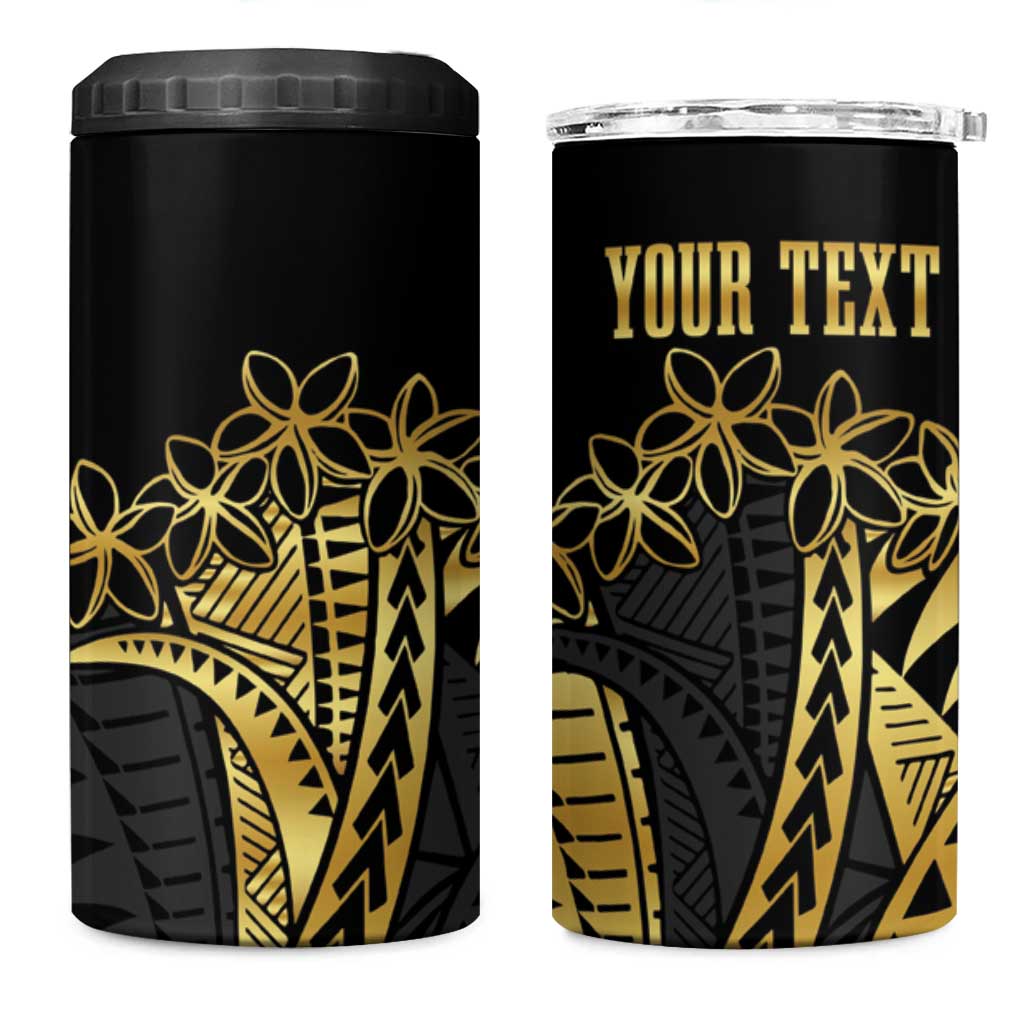 Polynesia Personalised 4 in 1 Can Cooler Tumbler Black & Gold Fancy Plumeria LT7 One Size: 16 oz Black Gold - Polynesian Pride