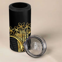 Polynesia Personalised 4 in 1 Can Cooler Tumbler Black & Gold Fancy Plumeria LT7 - Polynesian Pride