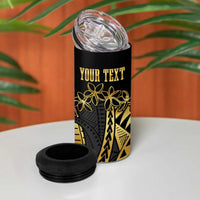 Polynesia Personalised 4 in 1 Can Cooler Tumbler Black & Gold Fancy Plumeria LT7 - Polynesian Pride