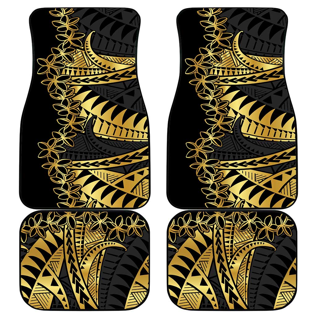 Polynesia Car Mats Black & Gold Fancy Plumeria LT7 - Polynesian Pride