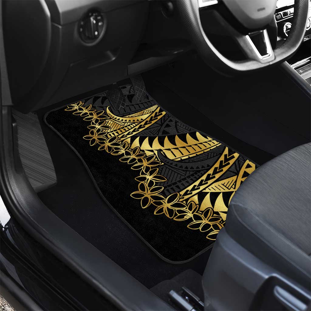 Polynesia Car Mats Black & Gold Fancy Plumeria LT7 - Polynesian Pride