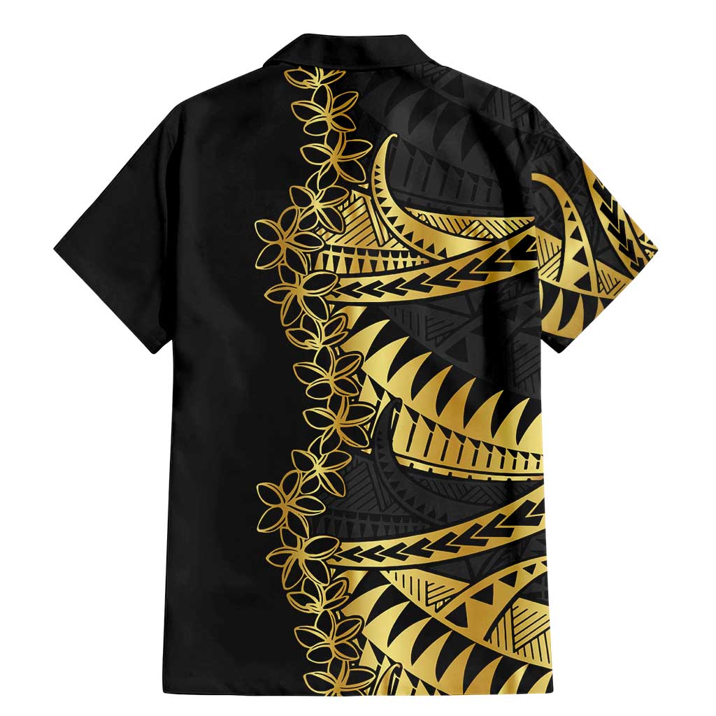 Polynesia Family Matching Mermaid Dress and Hawaiian Shirt Black & Gold Fancy Plumeria LT7 - Polynesian Pride