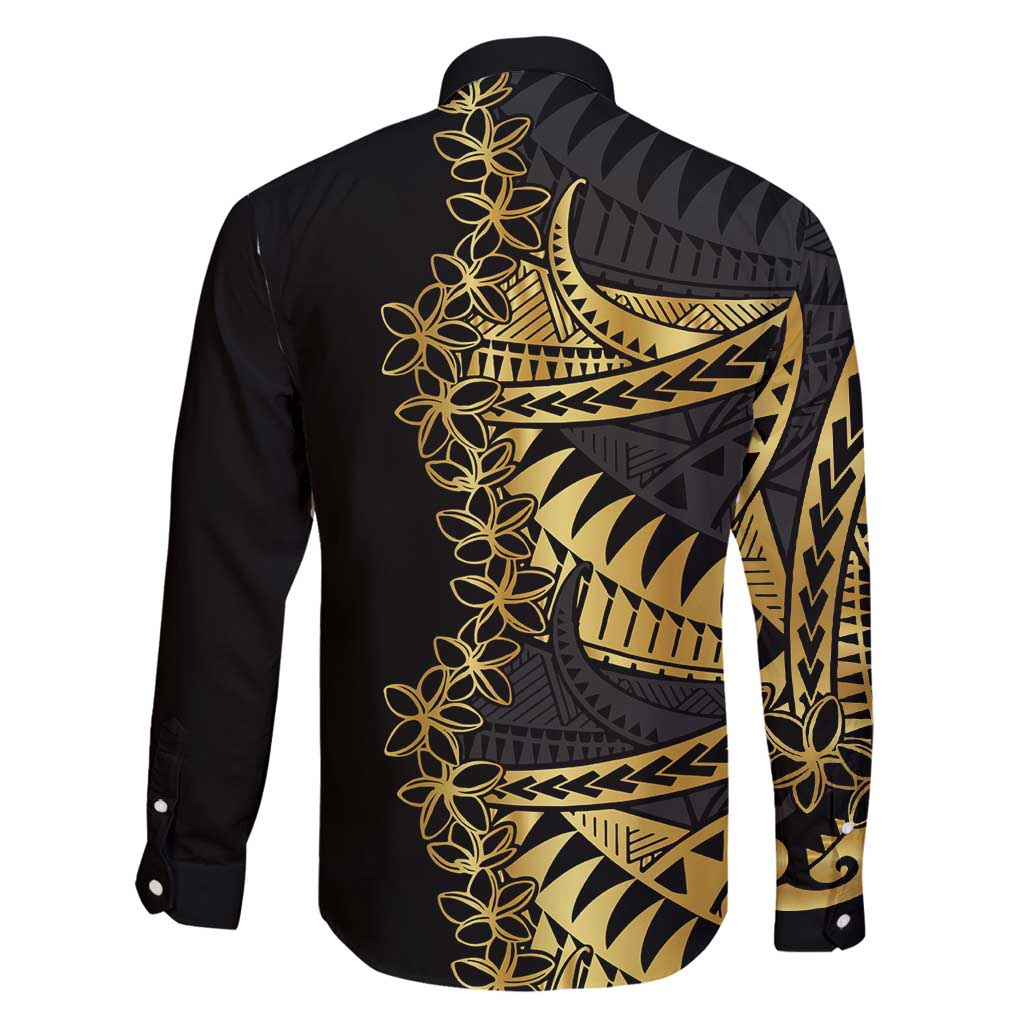 Polynesia Family Matching Mermaid Dress and Hawaiian Shirt Black & Gold Fancy Plumeria LT7 - Polynesian Pride