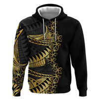 Polynesia Hoodie Black & Gold Fancy Plumeria