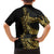 Polynesia Kid Hawaiian Shirt Black & Gold Fancy Plumeria