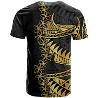 Polynesia T Shirt Black & Gold Fancy Plumeria