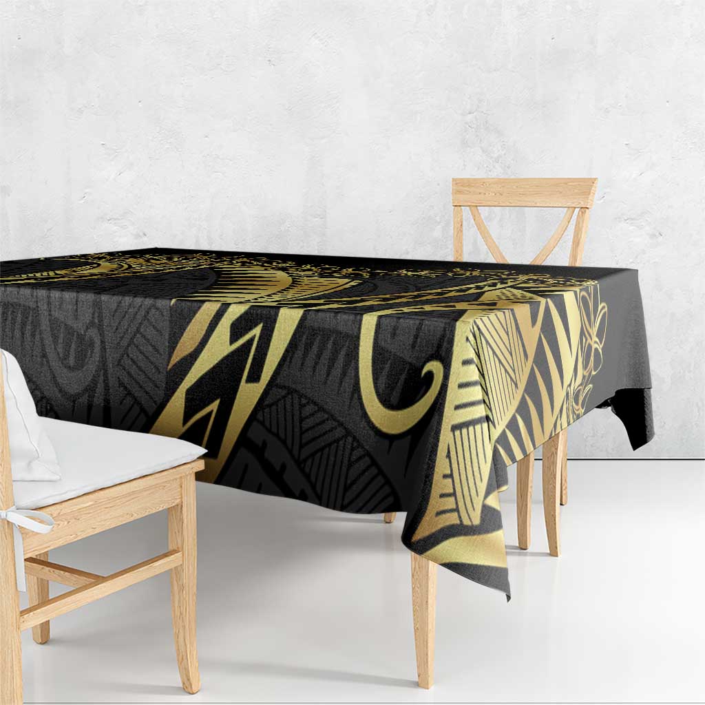 Polynesia Tablecloth Black & Gold Fancy Plumeria LT7 - Polynesian Pride