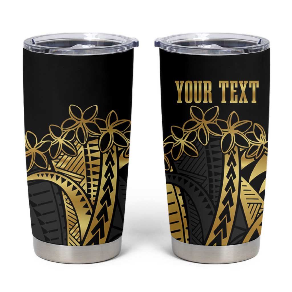 Polynesia Personalised Tumbler Cup Black & Gold Fancy Plumeria LT7 Black Gold - Polynesian Pride