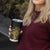 Polynesia Personalised Tumbler Cup Black & Gold Fancy Plumeria