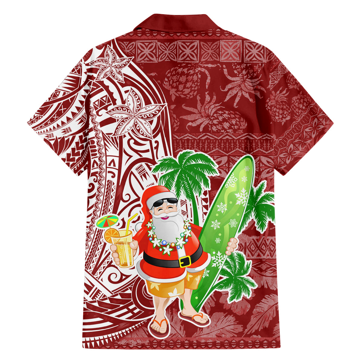 Hawaii Christmas Mele Kalikimaka Family Matching Off Shoulder Maxi Dress and Hawaiian Shirt Santa Claus LT7 - Polynesian Pride