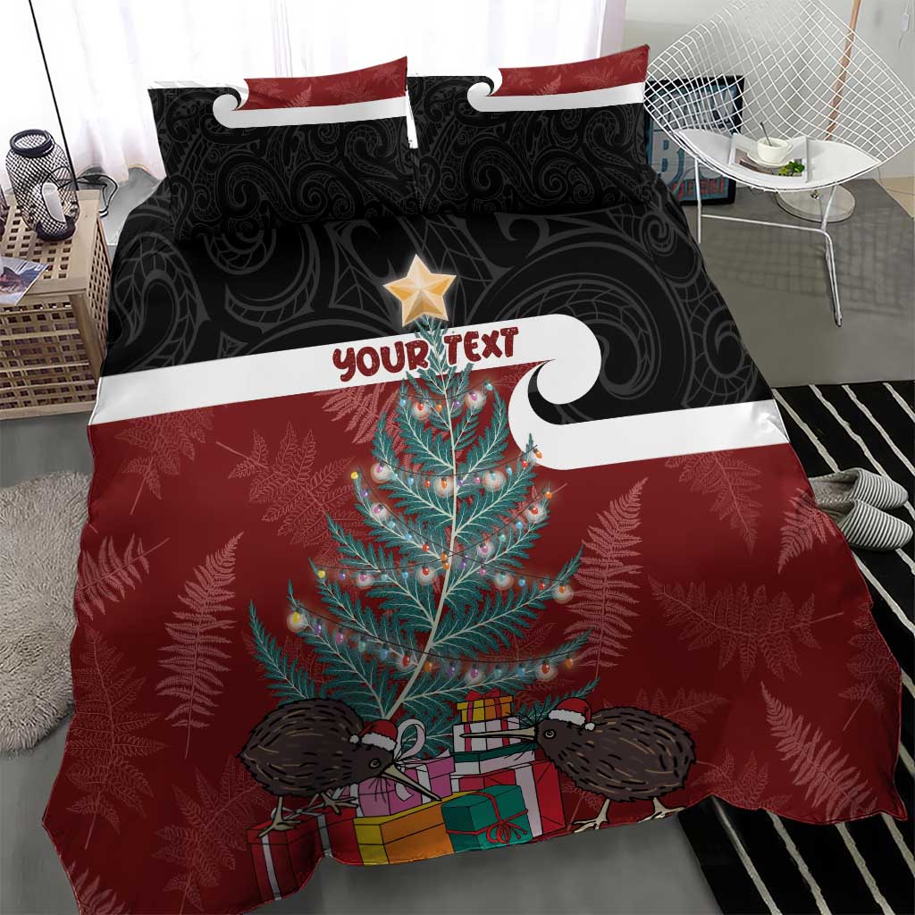 Personalised New Zealand Maori Christmas Bedding Set Xmas Fern Mix Kowhawhai