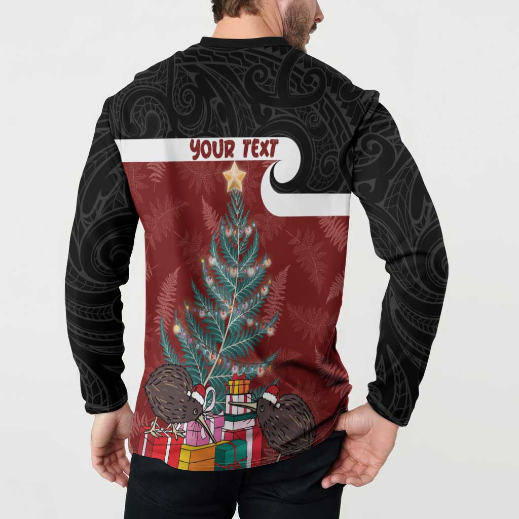 Personalised New Zealand Maori Christmas Button Sweatshirt Xmas Fern Mix Kowhawhai